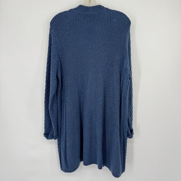 J.Jill Womens Blue Open Cable Knit Cardigan sweater size large cotton blend - Picture 11 of 12